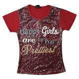 Girls Sequence T-Shirt - Maroon - test-store-for-chase-value
