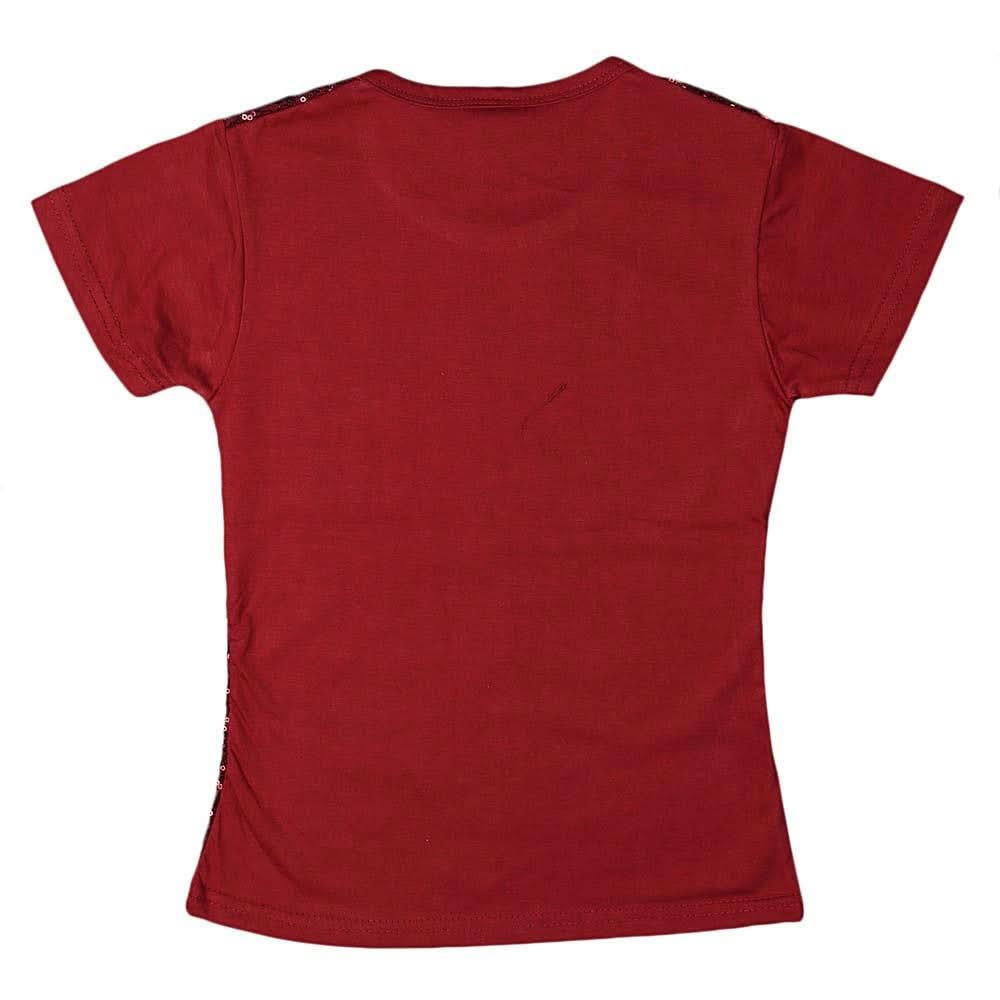 Girls Sequence T-Shirt - Maroon - test-store-for-chase-value