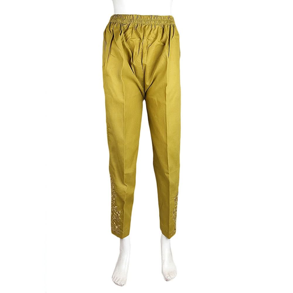 Women's Embroidered Trouser - Green - test-store-for-chase-value