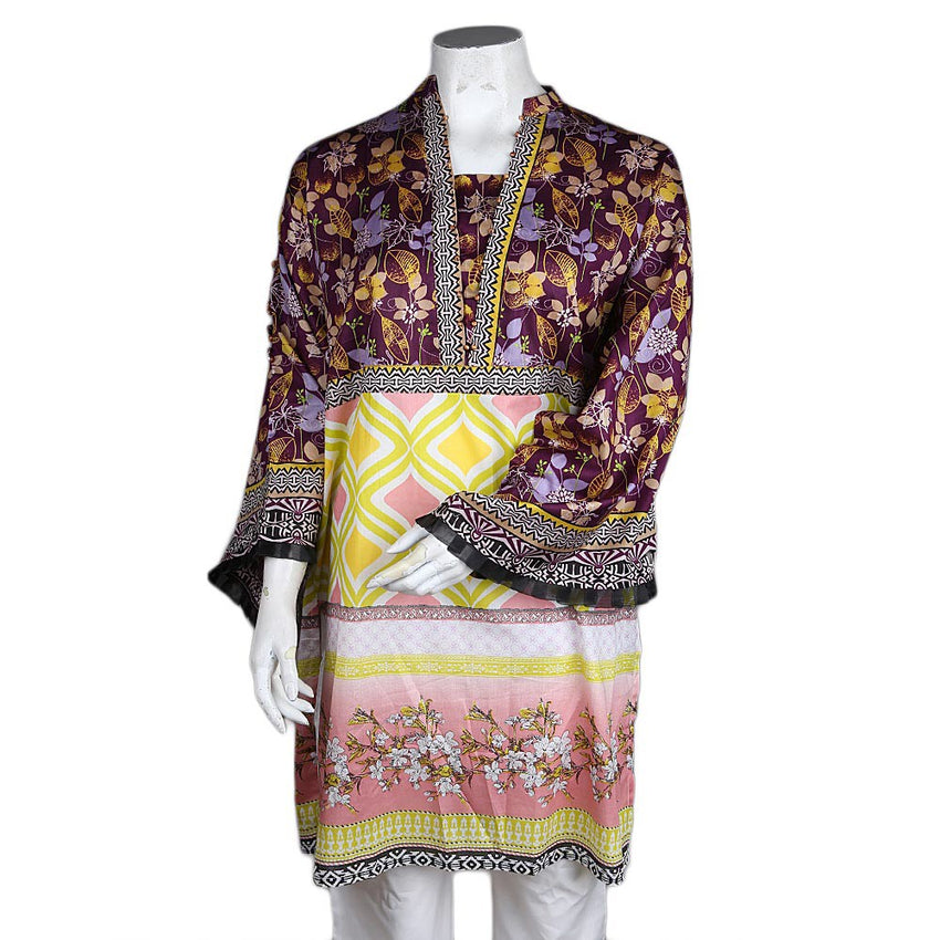 Women's Printed Loose Fit Kurti - Purple - test-store-for-chase-value