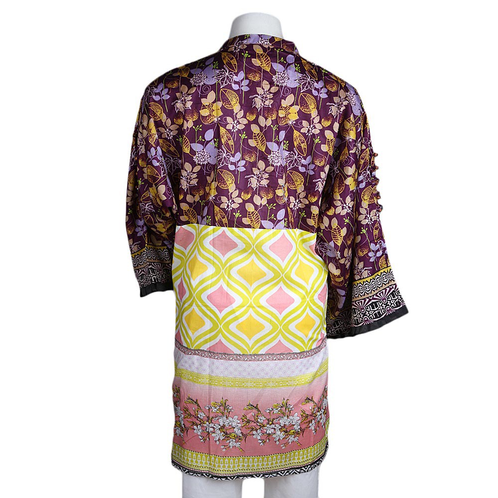 Women's Printed Loose Fit Kurti - Purple - test-store-for-chase-value