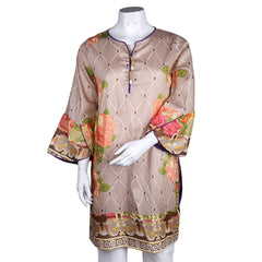 Women's Printed Lawn Kurti - Coffee - test-store-for-chase-value