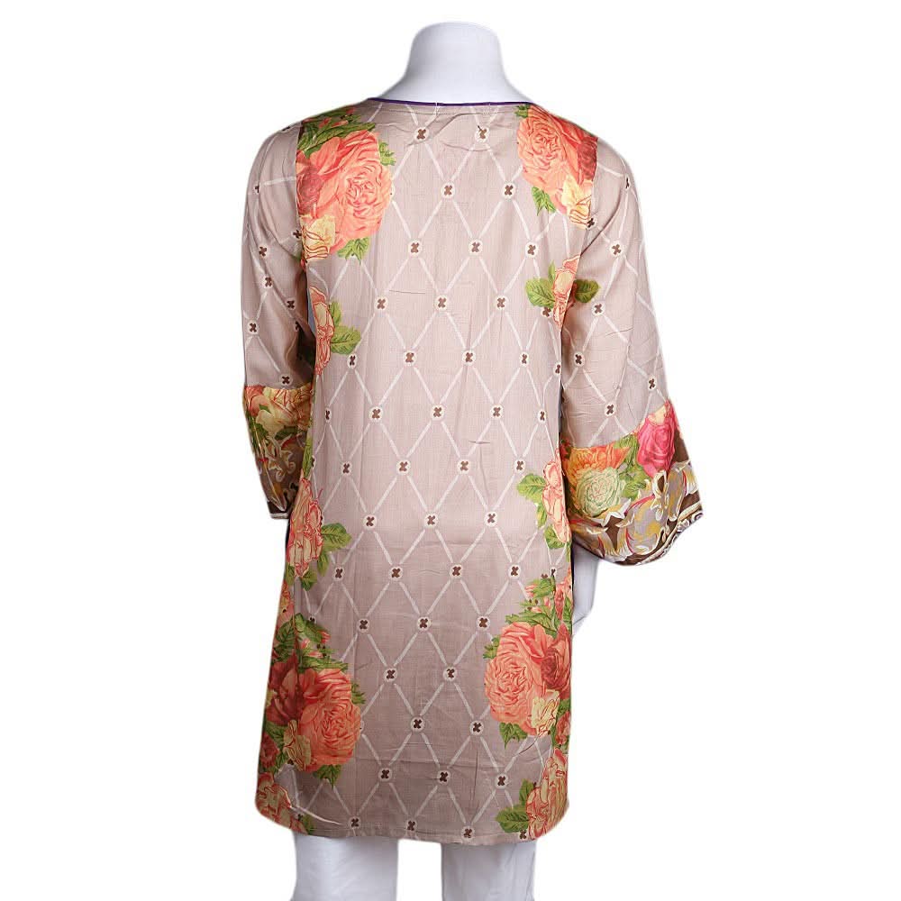 Women's Printed Lawn Kurti - Coffee - test-store-for-chase-value
