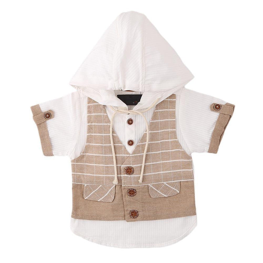 Newborn Boys Eminent Waiscoat Shirt - Beige - test-store-for-chase-value