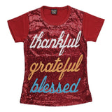 Girl's Sequins T-Shirt - Maroon - test-store-for-chase-value