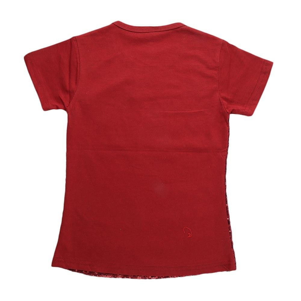 Girl's Sequins T-Shirt - Maroon - test-store-for-chase-value