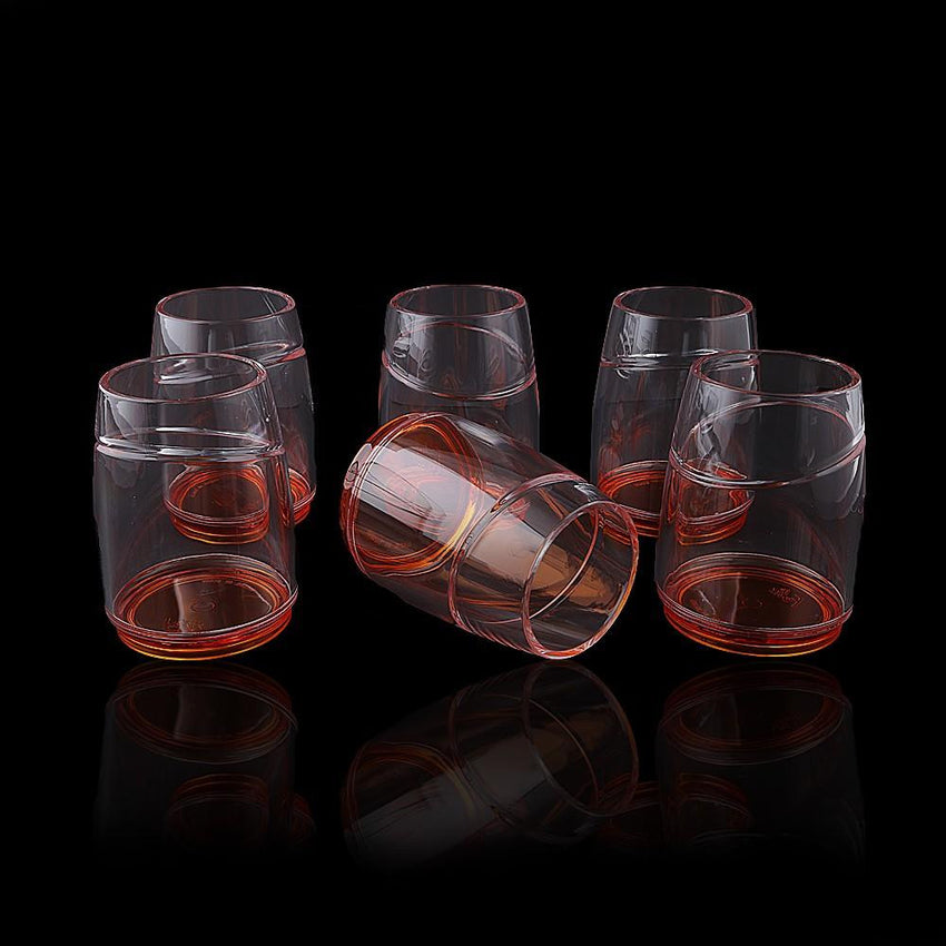 Acrylic Fancy Glass (6 Pcs Set) - Orange - test-store-for-chase-value