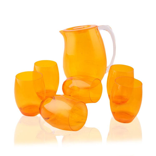 Acrylic Fancy Jug (7 Pcs Set) - Orange - test-store-for-chase-value