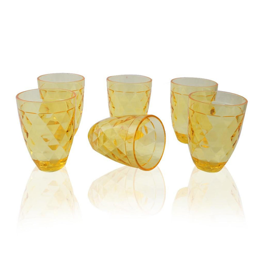 Acrylic Fancy Glass (6 Pcs Set) - Yellow - test-store-for-chase-value