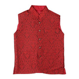 Boys Jamawar Waistcoat - Red - test-store-for-chase-value