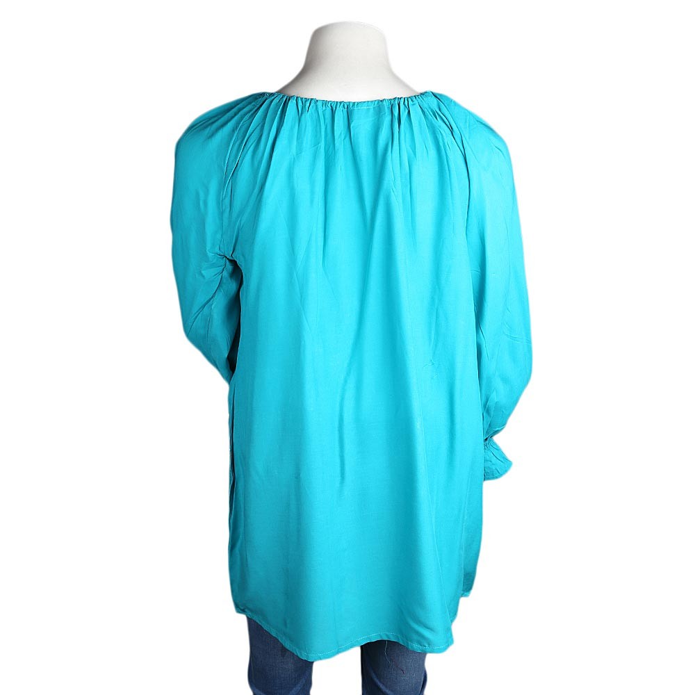Women's Loose Fit Embroidered Kurti - Sea-Green - test-store-for-chase-value