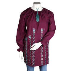 Women's Loose Fit Embroidered Kurti - Purple - test-store-for-chase-value