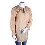 Women's Loose Fit Embroidered Kurti - Beige - test-store-for-chase-value