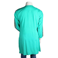 Women's Embroidered Loose Fit Kurti - Sea-Green - test-store-for-chase-value