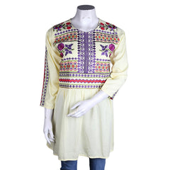Women's Embroidered Loose Fit Kurti - Yellow - test-store-for-chase-value