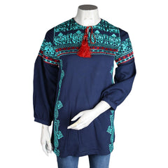 Women's Embroidered Kurti - Navy-Blue - test-store-for-chase-value