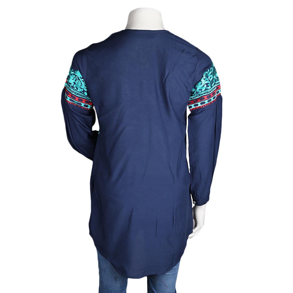 Women's Embroidered Kurti - Navy-Blue - test-store-for-chase-value