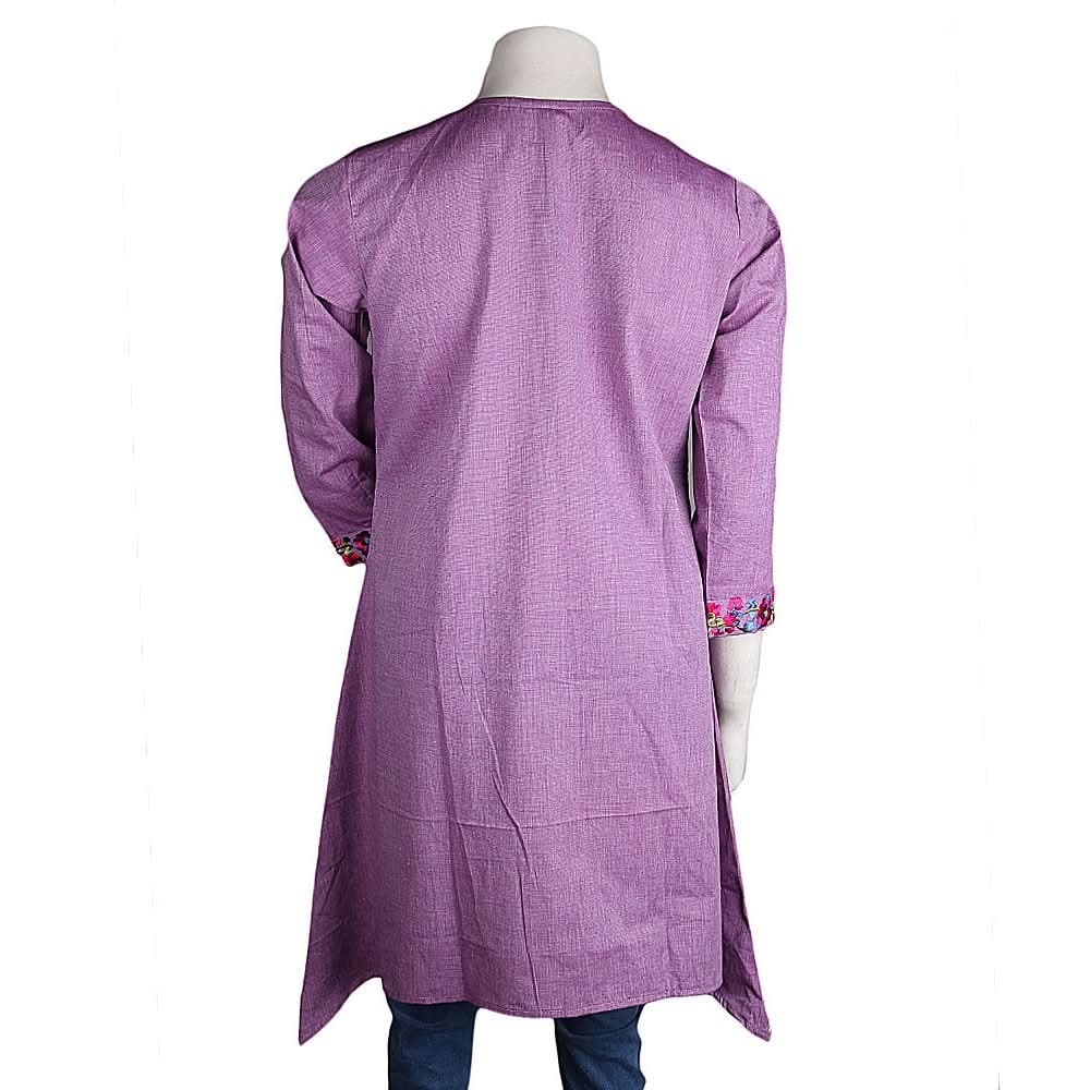 Women's Embroidered Kurti - Purple - test-store-for-chase-value