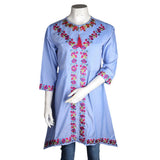 Women's Embroidered Kurti - Light-Blue - test-store-for-chase-value