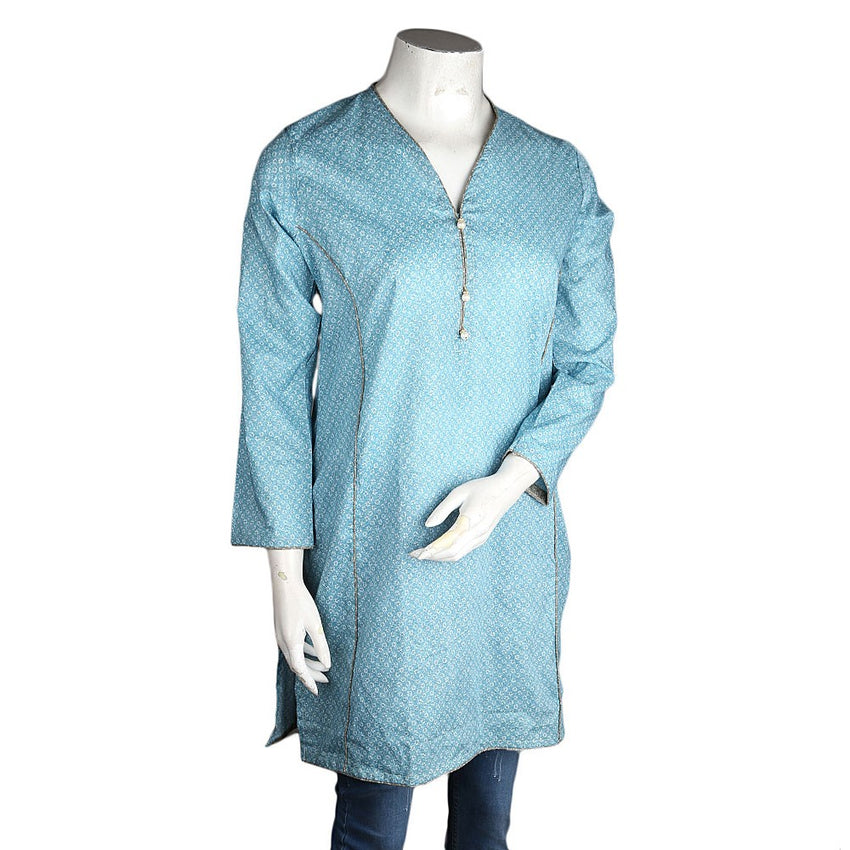 Women's Printed Kurti - Light-Blue - test-store-for-chase-value