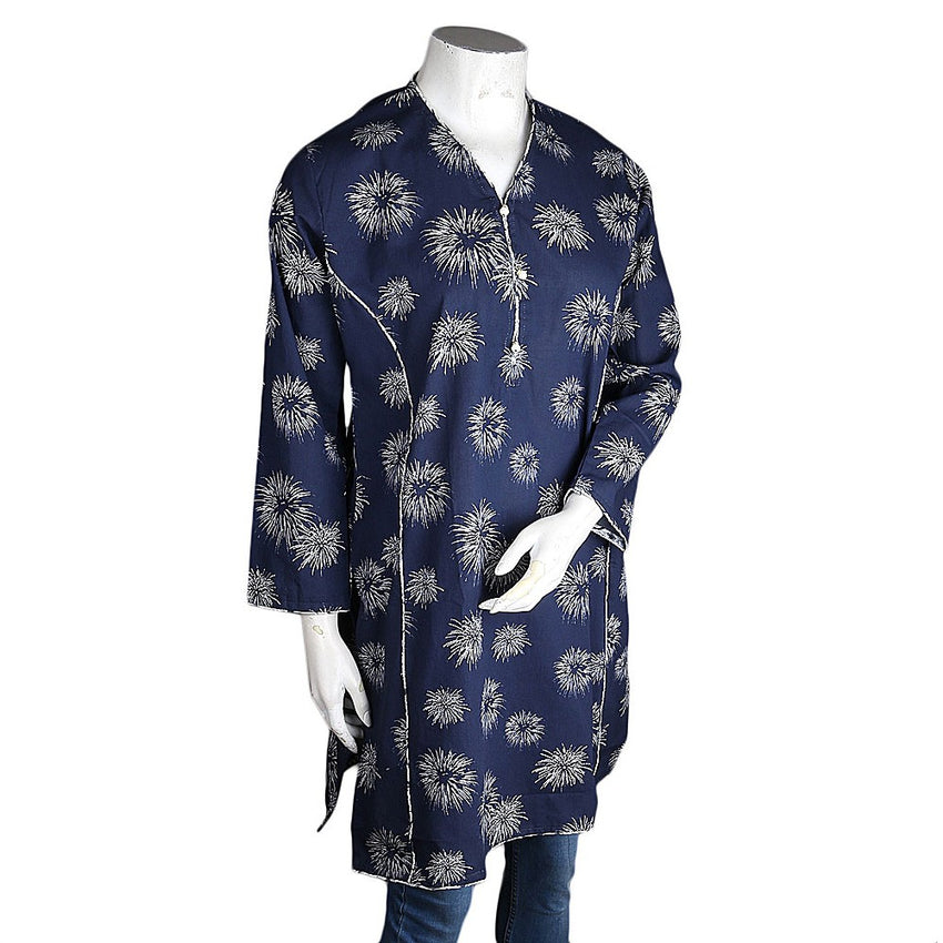 Women's Printed Kurti - Navy-Blue - test-store-for-chase-value