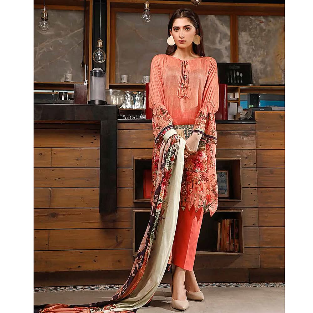 Zavia Digital Printed Lawn 3 Piece Un-Stitched Suit - 14, Women, 3Pcs Shalwar Suit, Fairdeal Textiles, Chase Value
