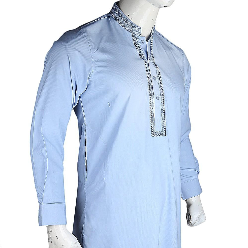 Men's Embroidered Kameez Shalwar - Blue - test-store-for-chase-value