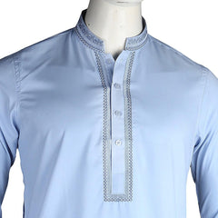 Men's Embroidered Kameez Shalwar - Blue - test-store-for-chase-value