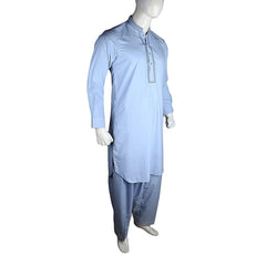 Men's Embroidered Kameez Shalwar - Blue - test-store-for-chase-value