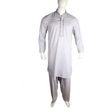 Men's Embroidered Kameez Shalwar - Grey - test-store-for-chase-value