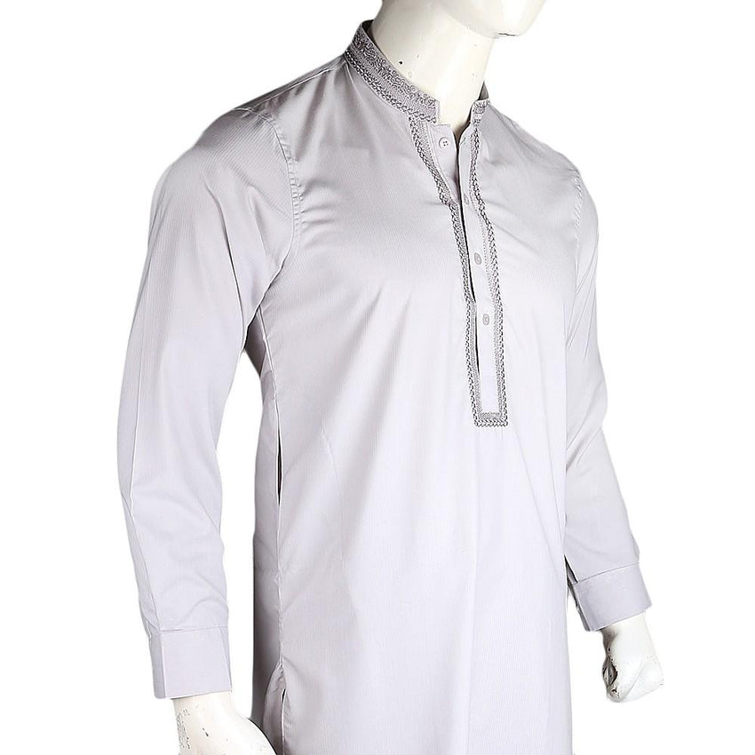 Men's Embroidered Kameez Shalwar - Grey - test-store-for-chase-value
