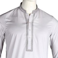 Men's Embroidered Kameez Shalwar - Grey - test-store-for-chase-value