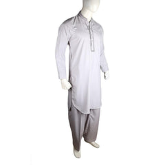 Men's Embroidered Kameez Shalwar - Grey - test-store-for-chase-value