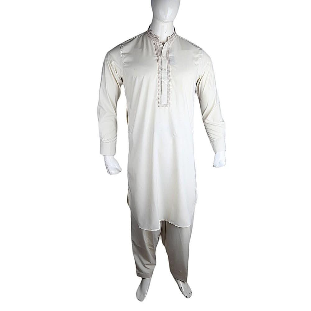 Men's Embroidered Kameez Shalwar - Light Green - test-store-for-chase-value