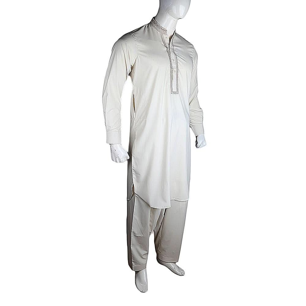 Men's Embroidered Kameez Shalwar - Light Green - test-store-for-chase-value