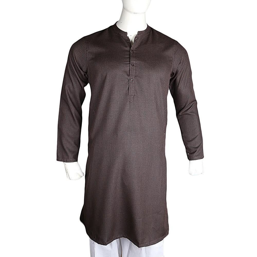 Men's Basic Slim Fit Kurta - Brown - Coffee - test-store-for-chase-value