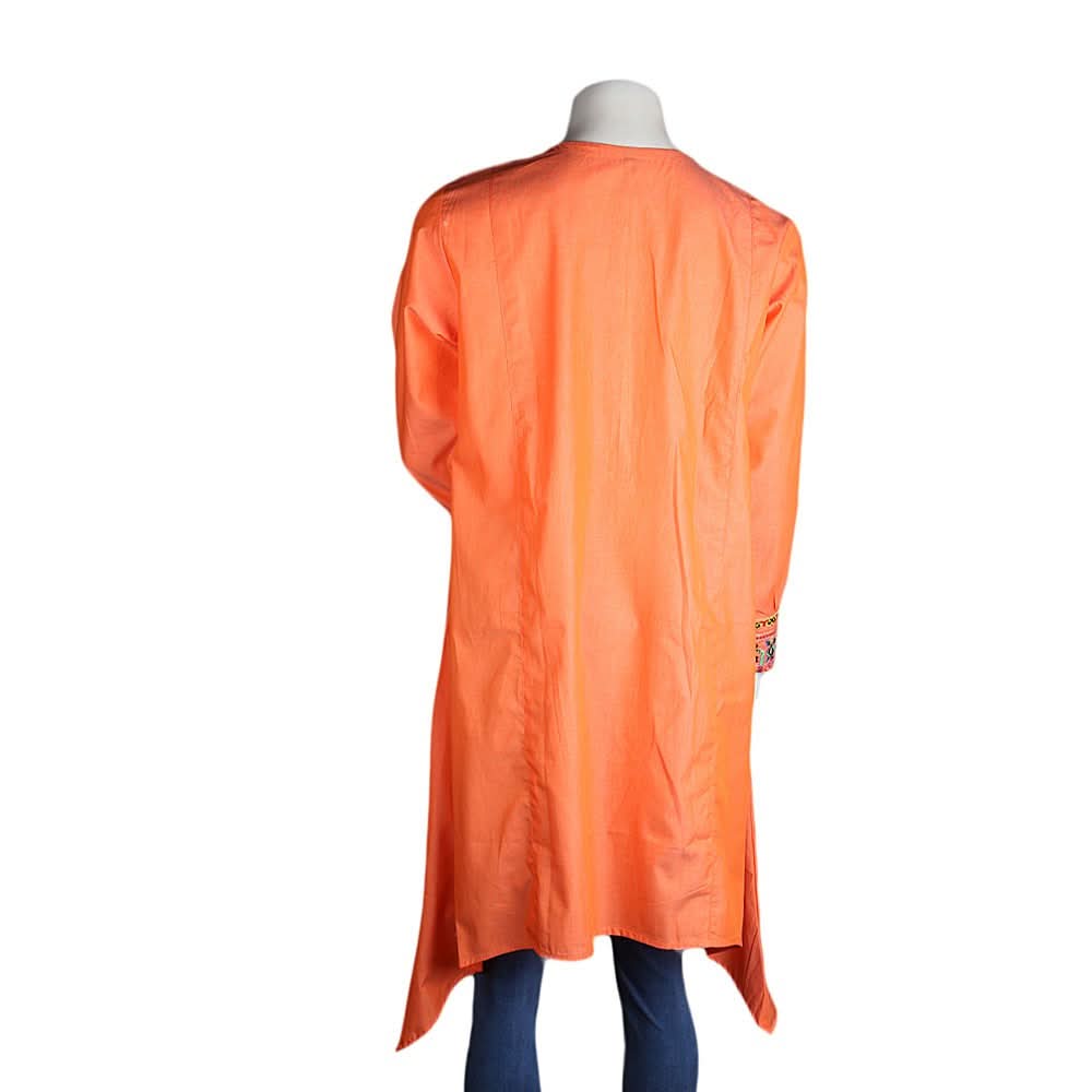 Women's Embroidered A-Line Kurti - Orange - test-store-for-chase-value