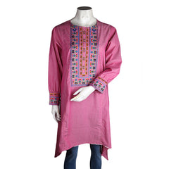 Women's Embroidered A-Line Kurti - Pink - test-store-for-chase-value