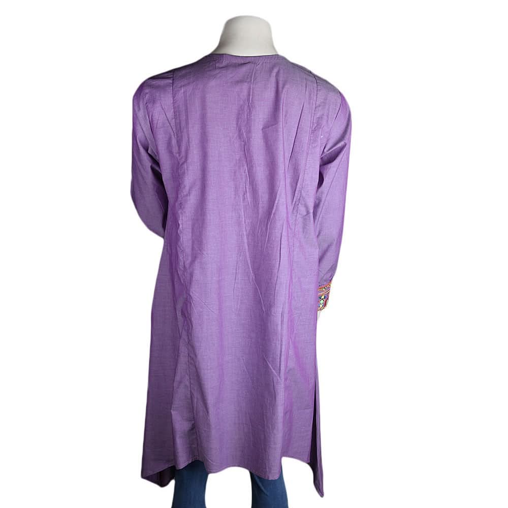Women's Embroidered A-Line Kurti - Purple - test-store-for-chase-value