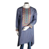 Women's Embroidered A-Line Kurti - Grey - test-store-for-chase-value