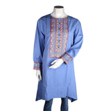 Women's Embroidered A-Line Kurti - Blue - test-store-for-chase-value