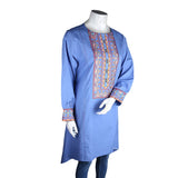 Women's Embroidered A-Line Kurti - Blue - test-store-for-chase-value