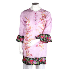 Women's Embroidered Lawn Kurti - Light Purple - test-store-for-chase-value