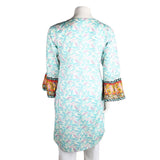 Women's Embroidered Lawn Kurti - Cyan - test-store-for-chase-value