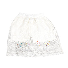 Girls Fancy Cotton Net Skirt - White - test-store-for-chase-value