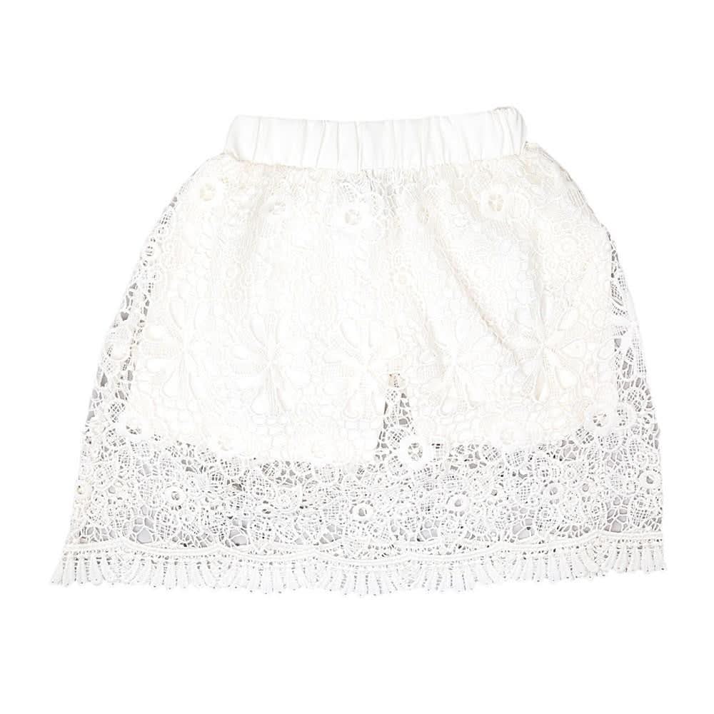 Girls Fancy Cotton Net Skirt - White - test-store-for-chase-value