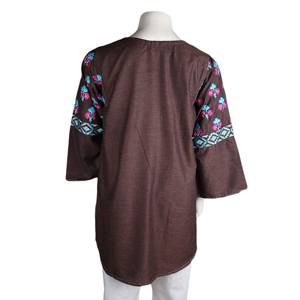 Women's Eminent Embroidered Short Kurti - Brown - Coffee - test-store-for-chase-value
