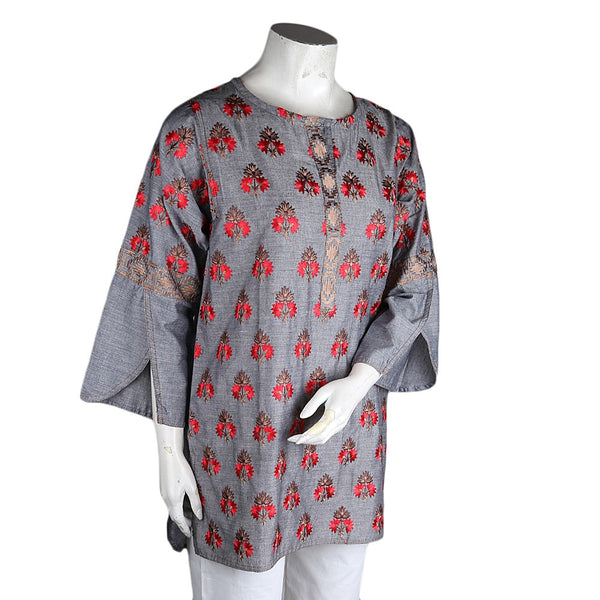 Women's Eminent Embroidered Short Kurti - Dark-Grey - Dark Grey - test-store-for-chase-value
