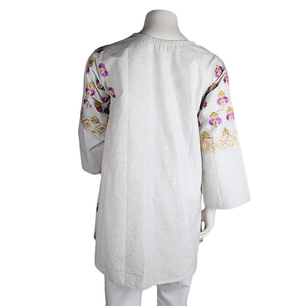 Women's Eminent Embroidered Short Kurti - Light Grey - test-store-for-chase-value