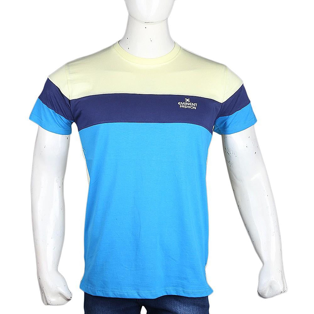 Men's Eminent Round Neck T-Shirt - Blue & Yellow - test-store-for-chase-value